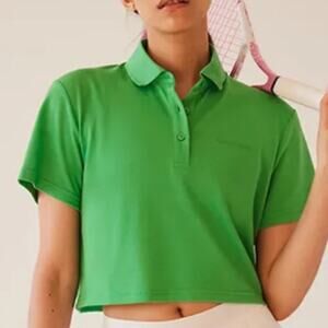Outdoor Voices Birdie Cropped Polo - Kelly Green Size XXS
